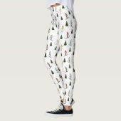 Skiing Women Cute Watercolor Winter Sports Pattern Leggings (Links)