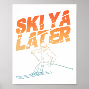 Skikarte für Männer Schneeschuhwandern im Winter Poster