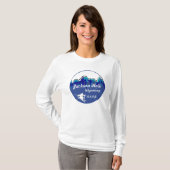 Skikunst-Damen Hoodie Jackson Hole Wyoming blauer T-Shirt (Vorne ganz)