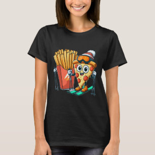 Skikurs für Kinder Pizza Pommes Frites Skifahren T-Shirt
