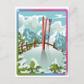 Skilandschaft Cartoon Feiertagspostkarte (Vorderseite)