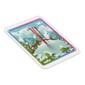 Skilandschaft Cartoon Magnet (Rechte Seite)