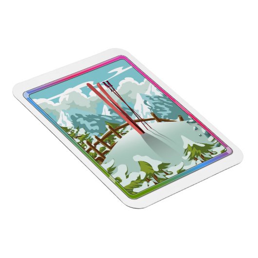 Skilandschaft Cartoon Magnet (Rechte Seite)