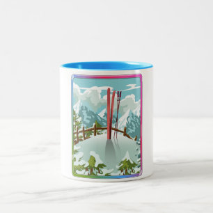 Skilandschaft Cartoon Zweifarbige Tasse