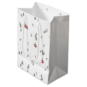 Skilanglauf Roter Skilift Illustration Mittlere Geschenktüte