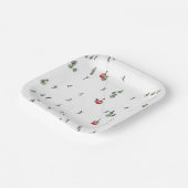 Skilanglauf Roter Skilift Illustration Pappteller (Gewinkelt)