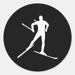 Skilanglauf runder aufkleber
