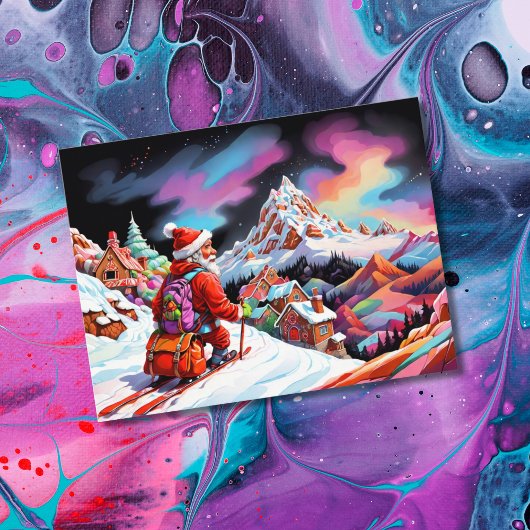 Skilanglauf Santa hinunter zu Tal Weihnachten