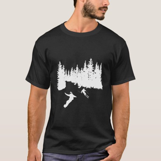 Skilanglauf und Snowboarden - Waldbaum T-Shirt (Vorderseite)