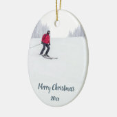 Skilanglauf Wintersport nach Maß Keramik Ornament (Links)