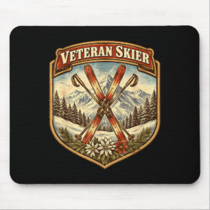 Skilangläuferin Vintage-Ski alte Frau beim Skifahr Mousepad