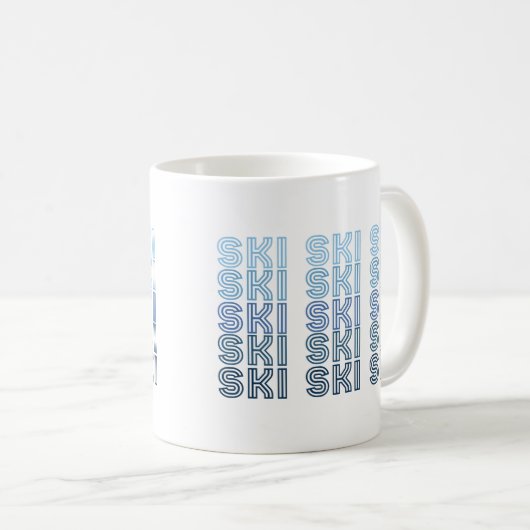 Skilangsport blauer Text Kaffeetasse (VorderseiteRechts)
