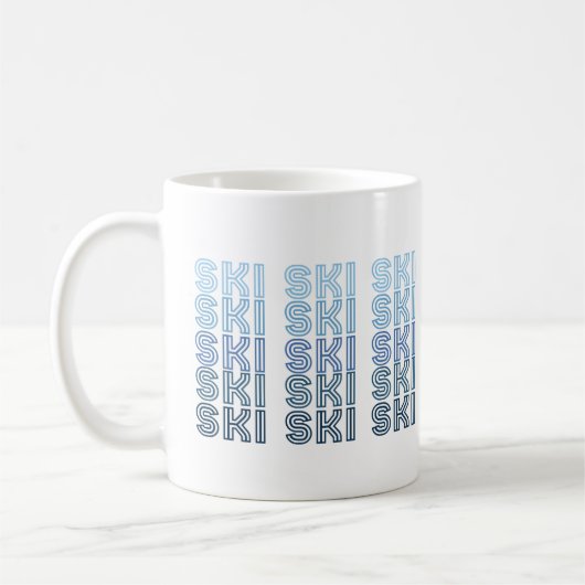 Skilangsport blauer Text Kaffeetasse (Links)