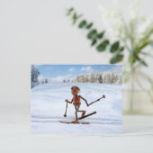 Skilaufen auf der Schneewinterkarte Postkarte (Stehend Vorderseite)