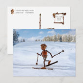 Skilaufen auf der Schneewinterkarte Postkarte (Vorne/Hinten)