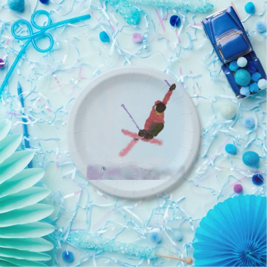 Skilaufen Kunst Pappteller (Party)