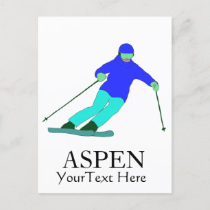Skilaufen Ski Party Aspen Custom Text Postkarte