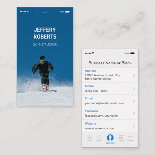 Skilehrer Visitenkarte (Vorne/Hinten)