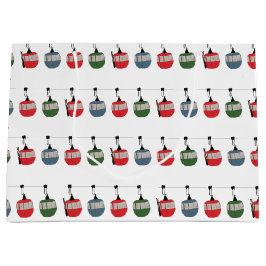 Skilift Retro-Illustration Große Geschenktüte