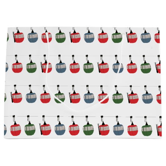 Skilift Retro-Illustration Große Geschenktüte (Vorderseite)