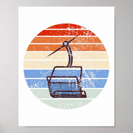 Skilift Retro Vintager Design Skier Poster (Vorne)