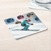 Skilift Skier Untersetzer Set (angewinkelt)