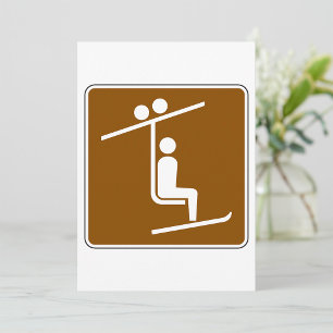 Skilift-Symbol Rustikales Wintersport-Ikon Einladung