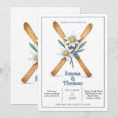 Skimaurerei Edelweiss Blume Hochzeit in ewig Einladung (Vorne/Hinten)