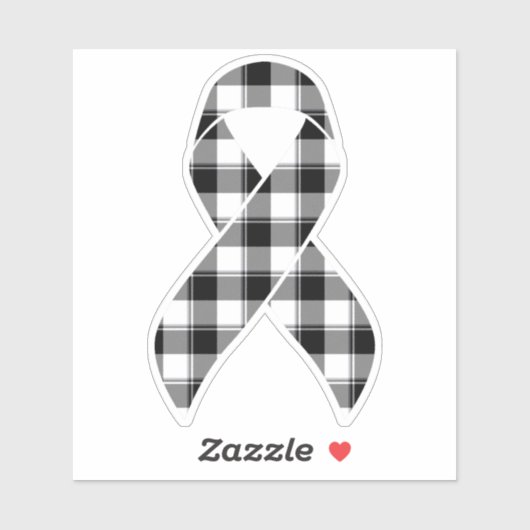 Skin Cancer Awareness Plaid Black Ribbon Sticker (Blatt)