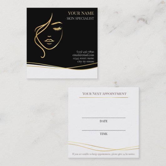 Skin care & Beauty Appointment Card Terminkarte (Vorne/Hinten)