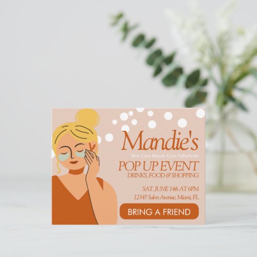 Skin Care Esthetician Business Salon Pop Up Event Postkarte (Stehend Vorderseite)