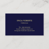 Skin Care Gold Script Esthetician Eleganavy Visitenkarte (Rückseite)