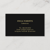 Skin Care Gold Script Esthetician Elegant Visitenkarte (Rückseite)