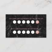 Skin care lash rose gold script black marble treuekarte (Rückseite)