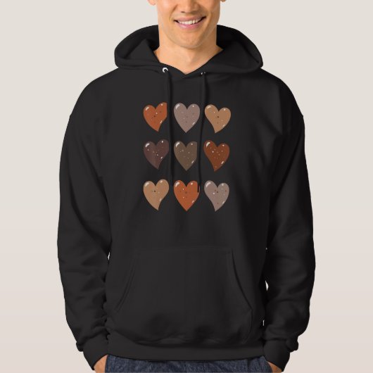 Skin Tone Hearts Black History Melanin Afro Africa Hoodie (Vorderseite)