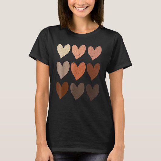 Skin Tone Hearts Black History Melanin Afro Africa T-Shirt (Vorderseite)