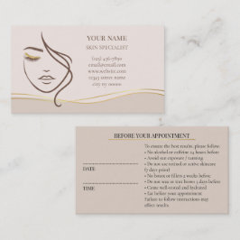 Skincare & Beauty Before care Appointment Card Terminkarte