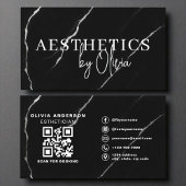 Skincare Esthetician QR Code Silver Black Marmor Visitenkarte