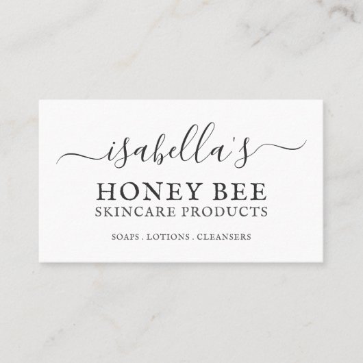 Skincare Handle Skriptpte Skincare Business Card Visitenkarte (Vorderseite)