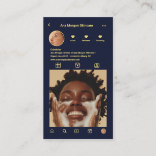 Skincare Instagram Foto Grid QR Code Navy Blue Visitenkarte