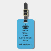 Skincare Liebhaber: "Behalten Sie Ruhe und Liebe Gepäckanhänger (Vorderseite vertikal)
