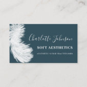 Skincare Nurse Modern Blue Feather QR-Code Visitenkarte (Vorderseite)