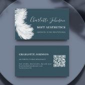 Skincare Nurse Modern Blue Feather QR-Code Visitenkarte
