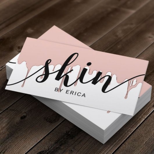 Skincare Salon Spa Esthetician Rose Gold Drips Visitenkarte