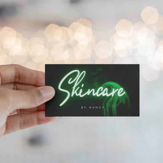Skincare Typografie Green Neon Visitenkarte