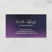 Skincare Wellness-Center Esthetician Elegant Lila Visitenkarte (Rückseite)