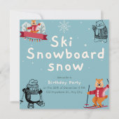 Sking Birthday Party Slopes Ski Snowboard Snow Einladung (Vorderseite)