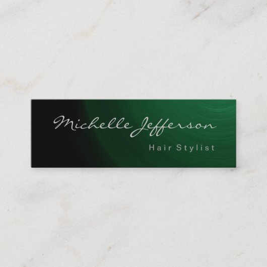 Skinnenhair Stylist Script Green Business Card Mini Visitenkarte (Vorderseite)