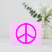 Skinnrosa Peace Sign Post Card Postkarte (Stehend Vorderseite)