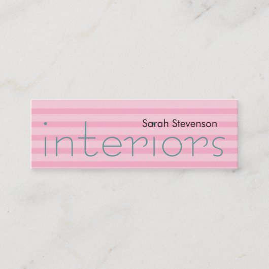 Skinnrosa Streifen Räume Designer Mini Visitenkarte (Vorderseite)